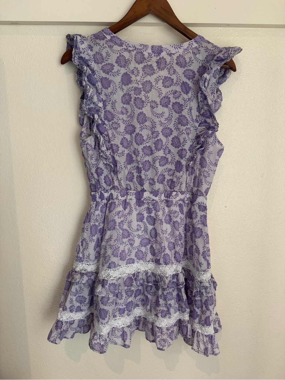 BB Dakota Steve Madden Purple Floral Ruffle Mini Dress Size L - Picture 7 of 9